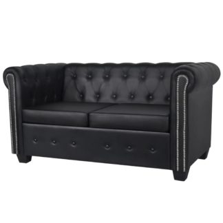Chesterfield Sofa - Sort, 2 pers.