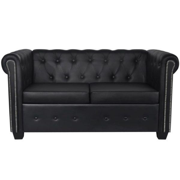 Chesterfield Sofa - Sort, 2 pers.